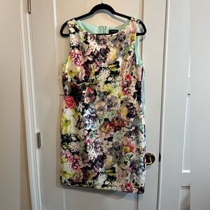 Adrianna Papell Multicolor Floral Midi Dress